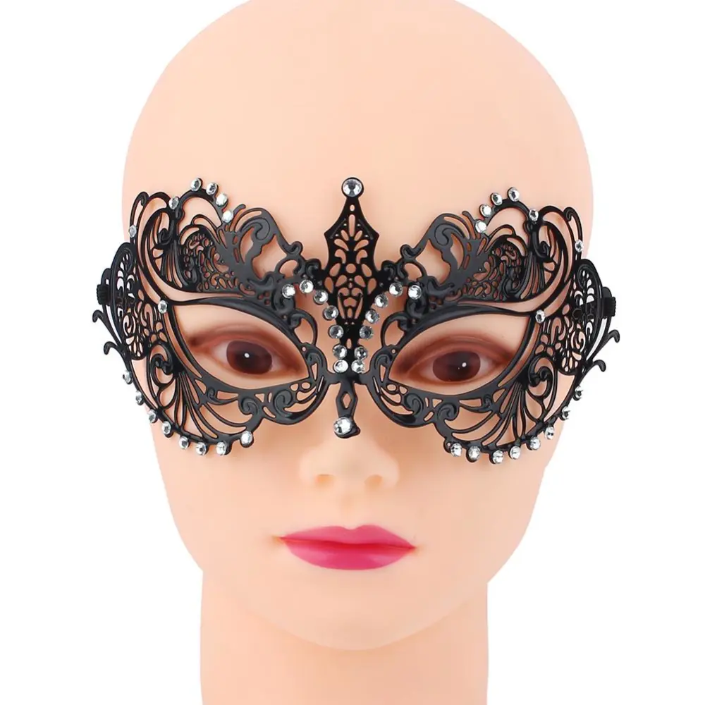 Black Sexy Rhinestone Decoration Face Mask for Halloween Ball Party Dance Mask