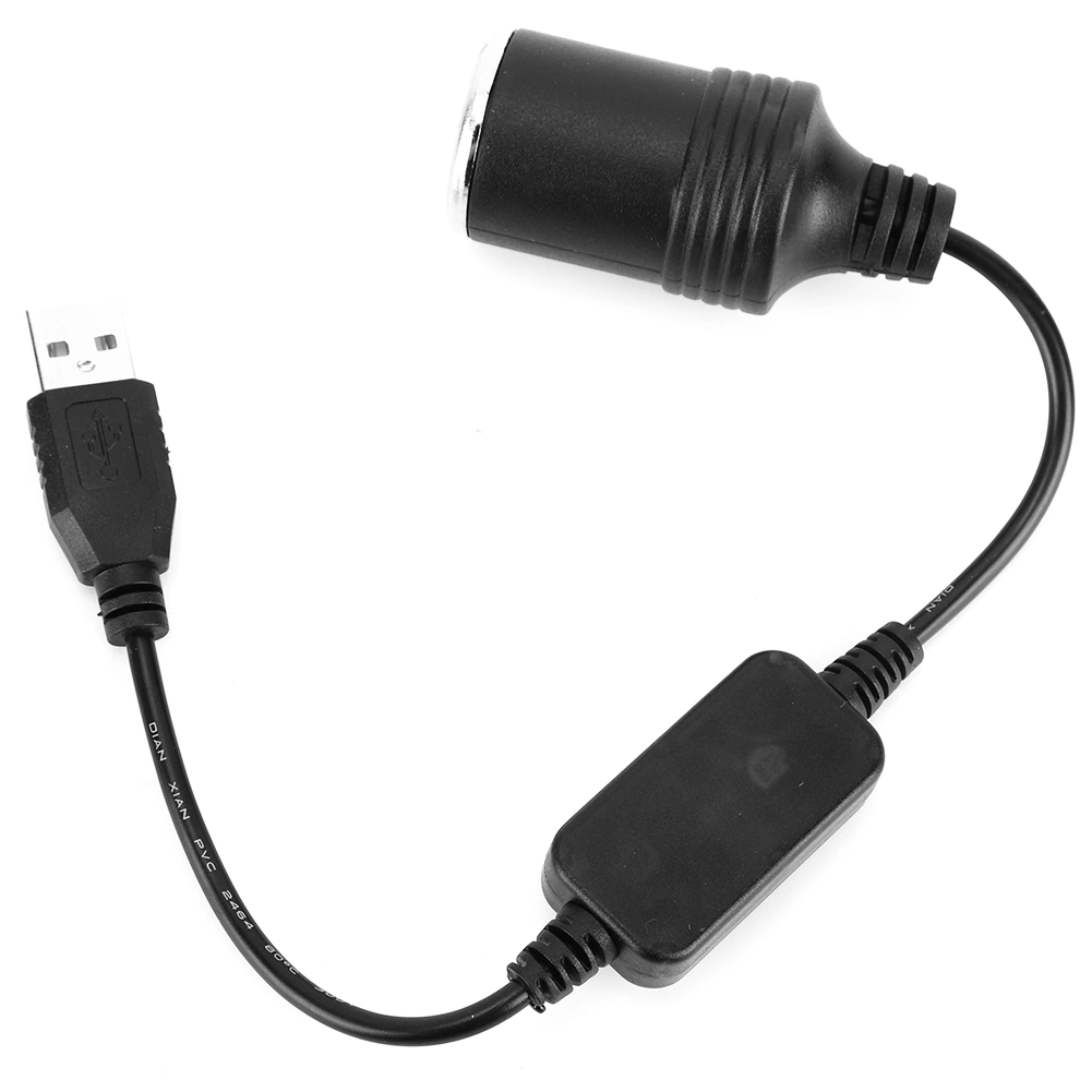 USB Interface Convert to 12V Car Cigarette Lighter Plug Socket Converter Power Cable