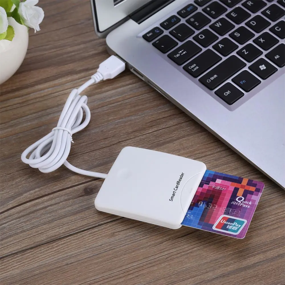 White Portable USB Full Speed Smart Chip Reader IC Mobile Bank Credit Card Readers