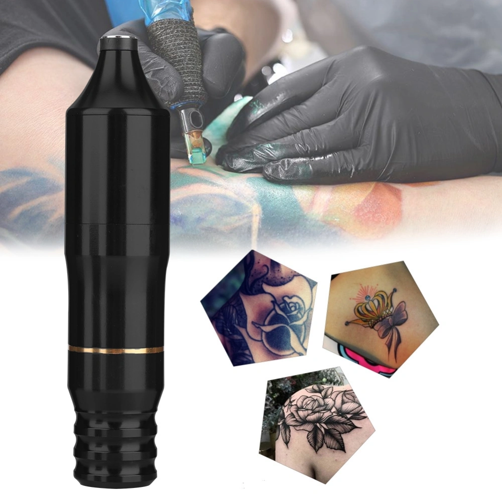 11.5*2.8cm Alloy Body Rotating Pen Tattoo Machine Silent Motor for Tattoo Artists(Black)