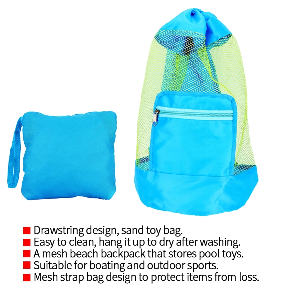 Large Capacity Nylon + Mesh Children Backpack Toy Storage Bag for Outdoor Activity Blue