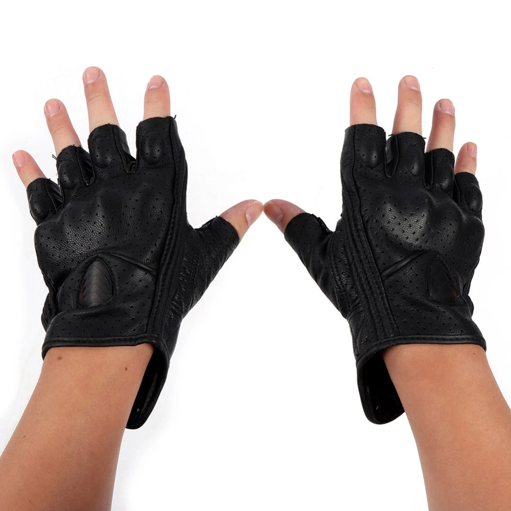 1 Pair of Motorcycle Cycling Men's Women's Summer Half Finger Breathable Gloves Black