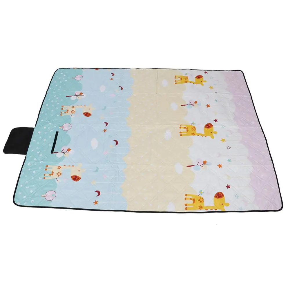 Ultrasonic Solid Cotton Process Picnic Blanket Waterproof Camping Blanket(Giraffe)