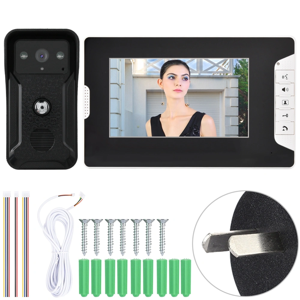 100-240V 7inch Wired Color Video Intercom Doorbell Night Vision Rain-proof Door Bell(AU Plug)