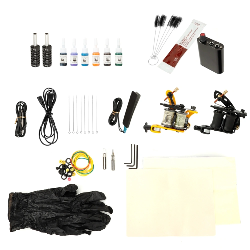 Complete Tattoo Kit for Beginners Tattoo Power Supply Inks Tattoo Needles Shader Liner US Plug