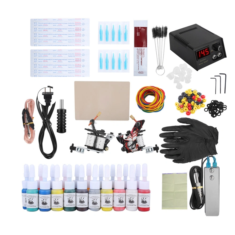 Complete Tattoo Kit for Beginners Tattoo Power Supply Inks Shader Liner Machine US Plug
