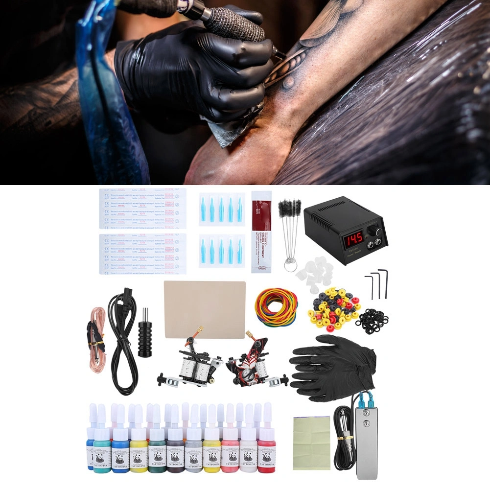 Complete Tattoo Kit for Beginners Tattoo Power Supply Inks Shader Liner Machine US Plug