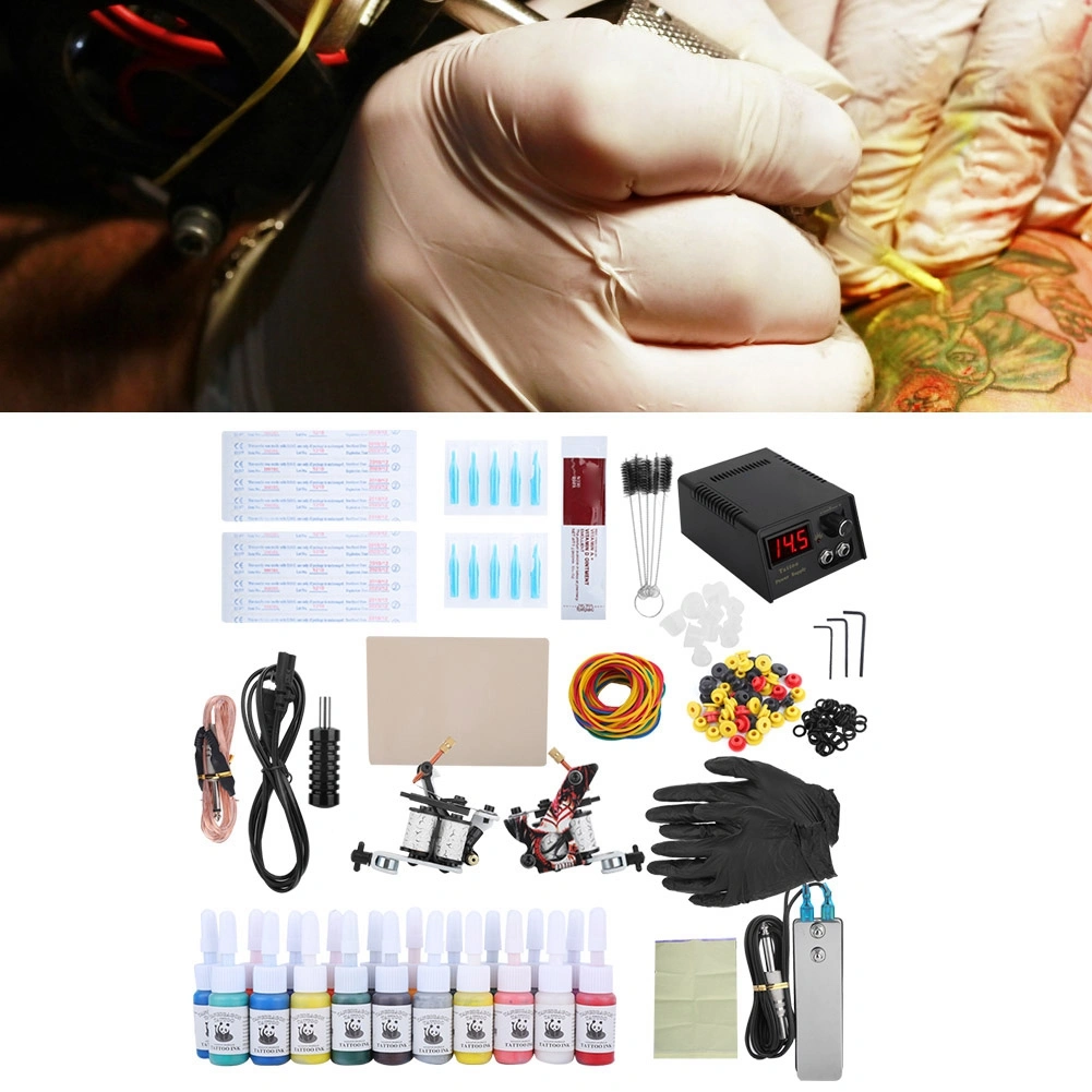 Complete Tattoo Kit for Beginners Tattoo Power Supply Inks Shader Liner Machine US Plug