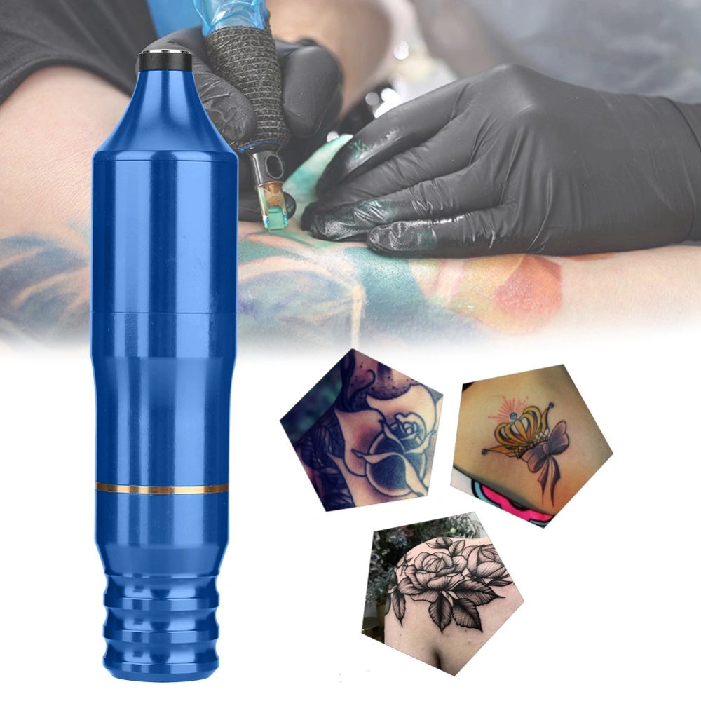 11.5*2.8cm Alloy Body Rotating Pen Tattoo Machine Silent Motor for Tattoo Artists(Blue)