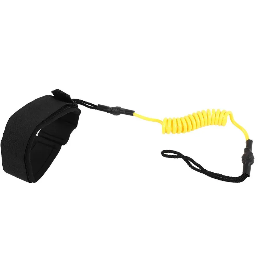 Stand Up Paddle Board Coiled Spring Leg Foot Rope Surfing Leash for Surfboard (Yellow)