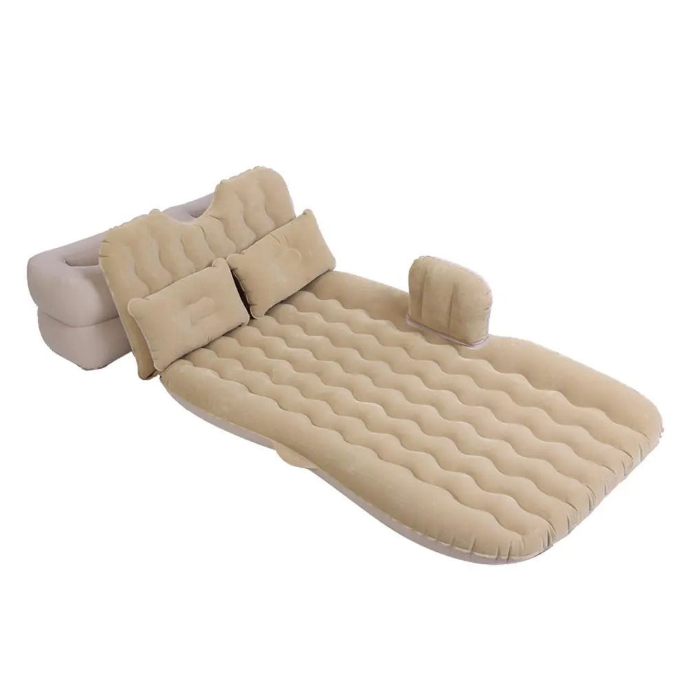 Inflatable Bed Mattress Indoor Outdoor Camping Travel Car Back Seat Air Beds Cushion(Beige)