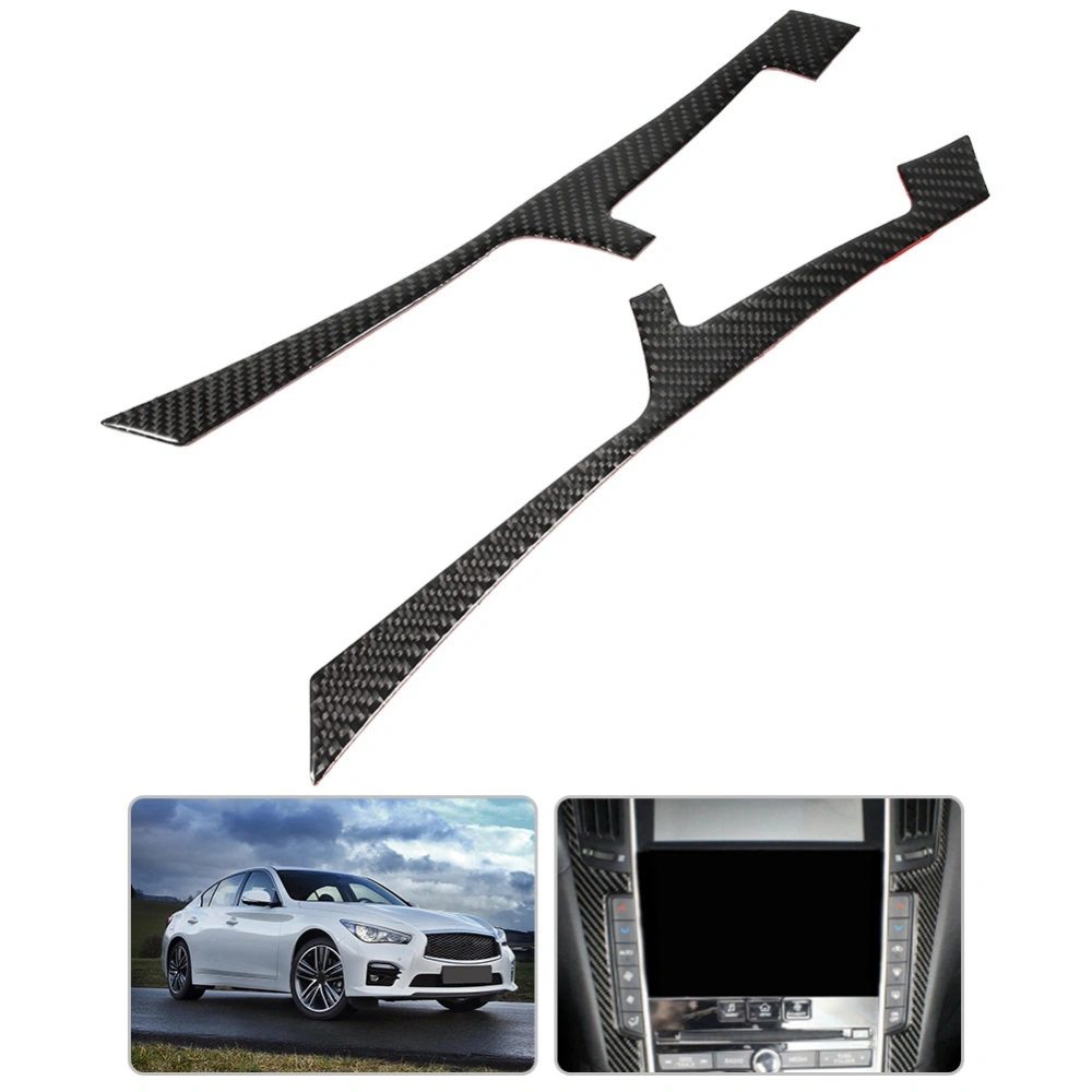 2pcs Carbon Fiber Interior Center Control Cover Trim Fit for Infiniti Q50 Q60 13-19