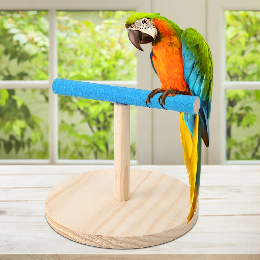 Bird Wooden Frosted Standing Frame Stainless Steel Parrot Hanging Cage Swing Bell Toy Accessory