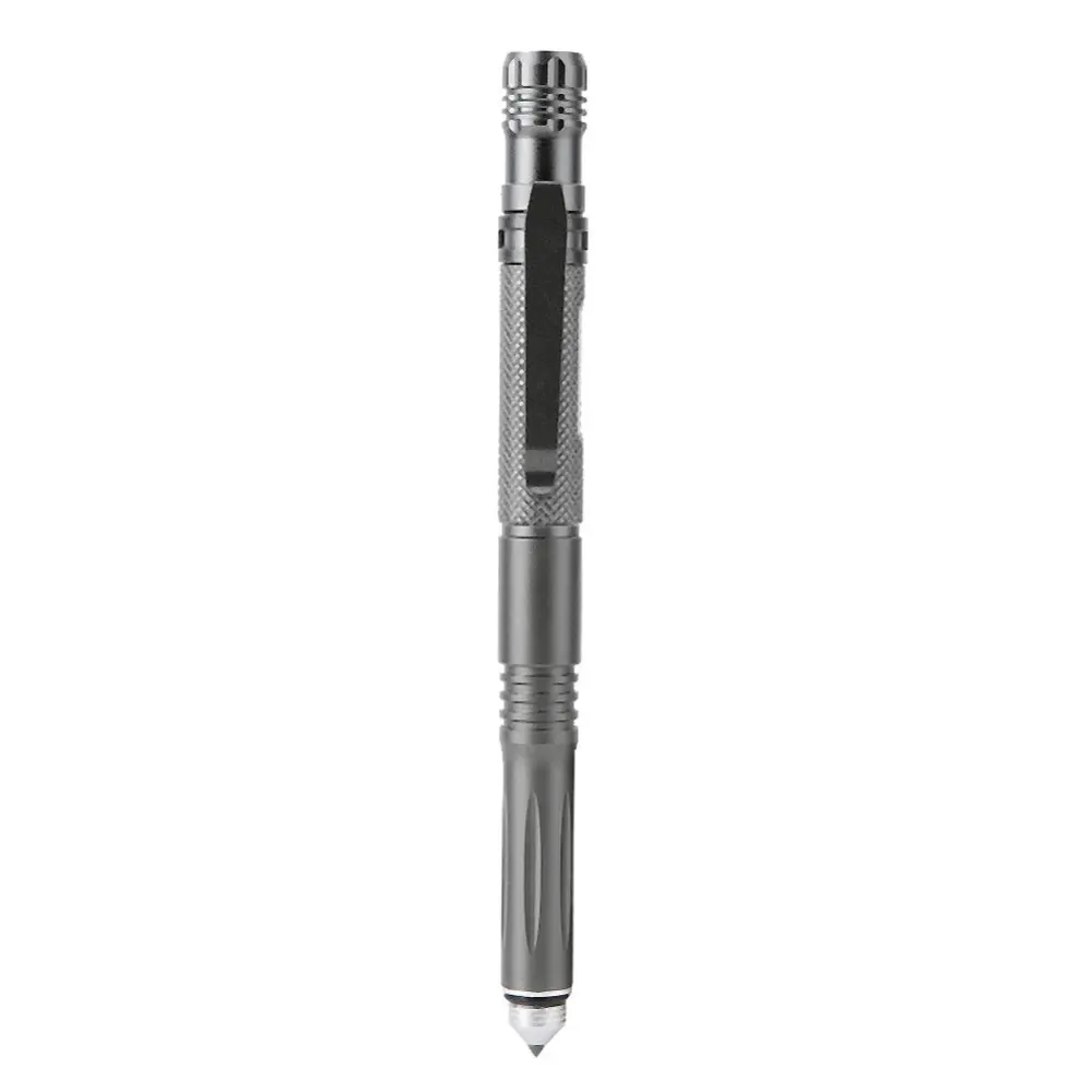 Self Defense Military Pen Window Breaker Practical Survival Tool With LED Flashlight (Gray)