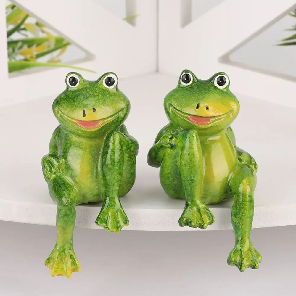 2pcs Resin Frogs Statue Outdoor Garden Decoration Sculpture For Home Desk Garden Ornament