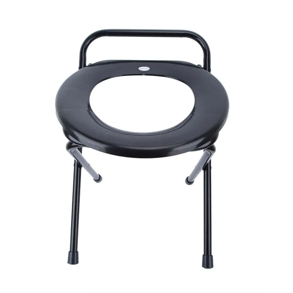 Iron Pipe Portable Adult Folding Toilet Commode Bedside Bathroom Toilet Chair