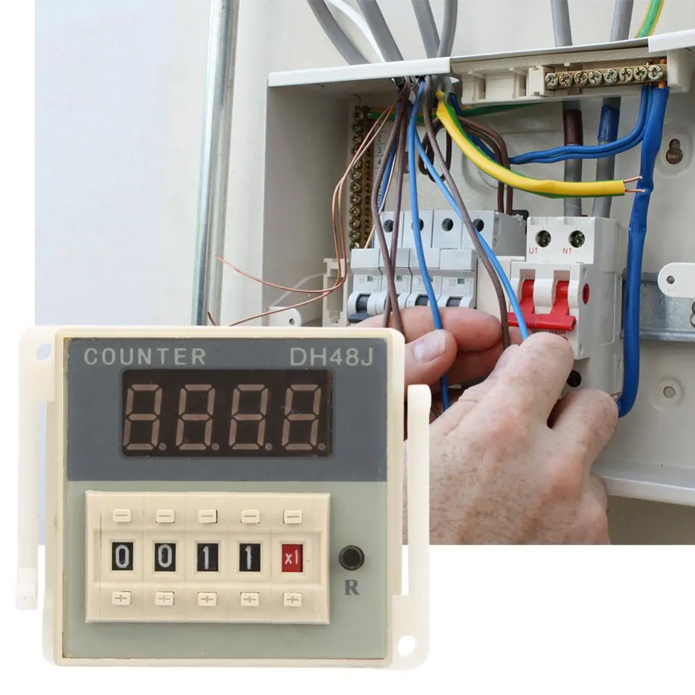 O111ROM DH48J-8 LCD Digital Electronic Counter 8 Pins Delay Time Relay 0-999900(12VAC/DC)