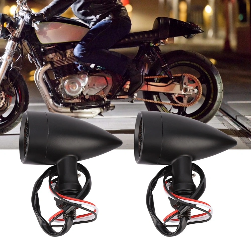 2PCS Universal Aluminum Motorcycle plating Retro LED Bullet Turn Signal Indicator Light