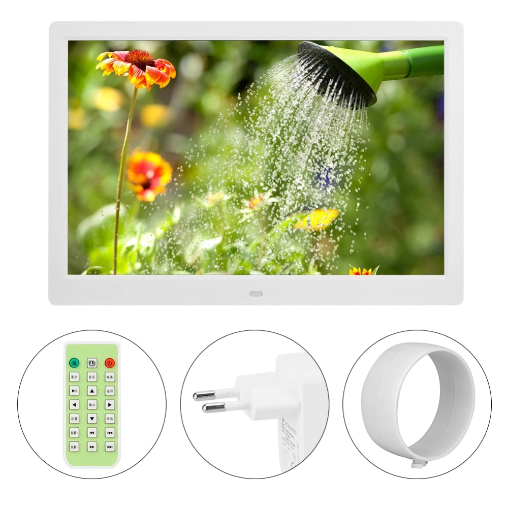 14inch 16:9 1280*800 HD Screen Digital Photo Frame Electronic Album White EU Plug AC100-240V