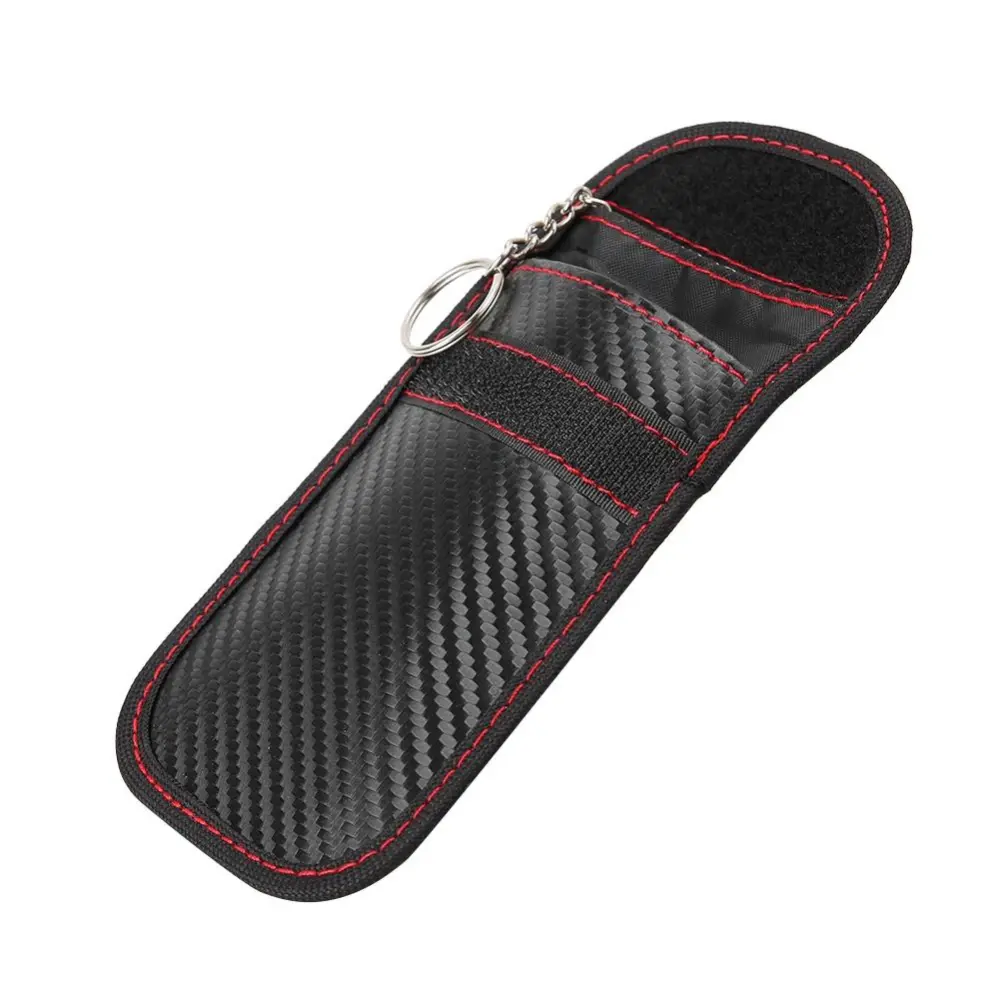 RFID Car Key Case Bag Electromagnetic Leather Shield Carbon Fiber Anti-Theft