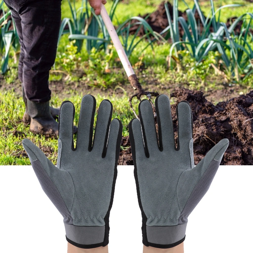 1Pair Touch Screen Fingertips Safety Breathable Gloves for Gardening Working (M)