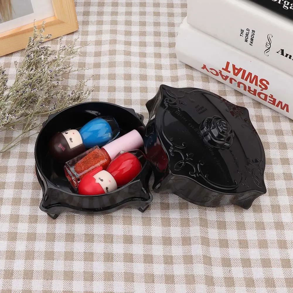 Resin Container Powder Puff Cotton Swabs Makeup Cotton Makeup Cosmetic Storage Box