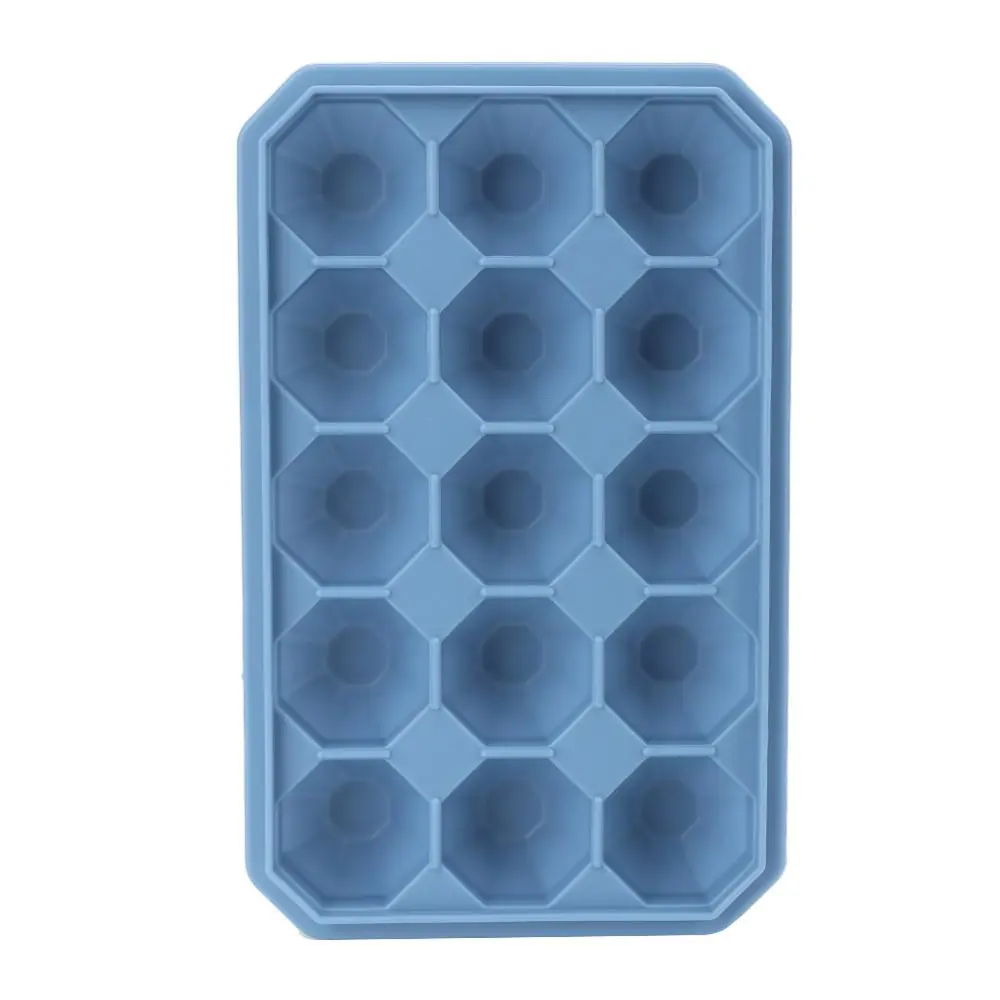 15Grids DIY Silicone Ice Tray Freeze Pudding Mold Chocolate Mould Baking with Lid Blue