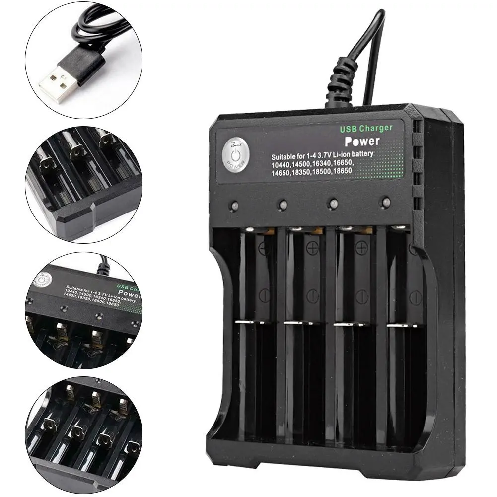 4 Slots Universal USB Smart Battery Charger For 18650 Rechargeable Battery