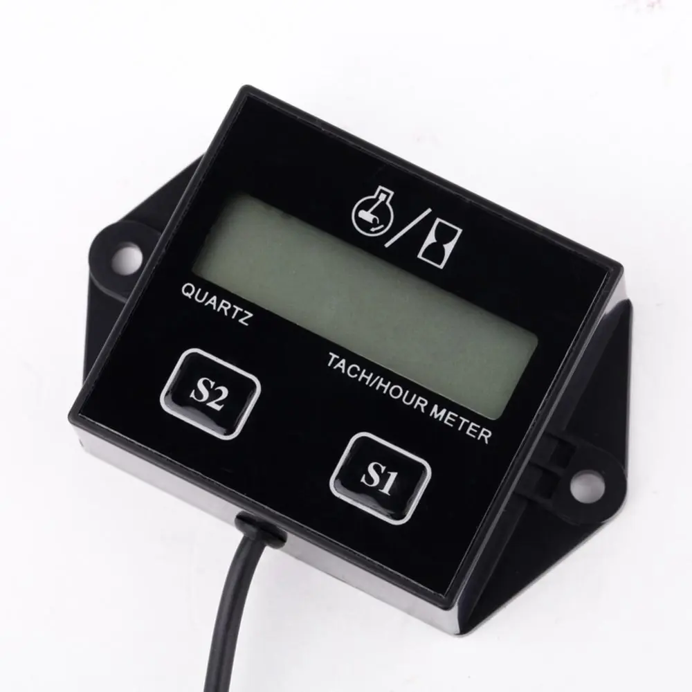 LCD Tach/Hour Meter Gauge RPM Hour Display For 2/4 Stroke Spark Plug Gas Engine Motorcycle ATV