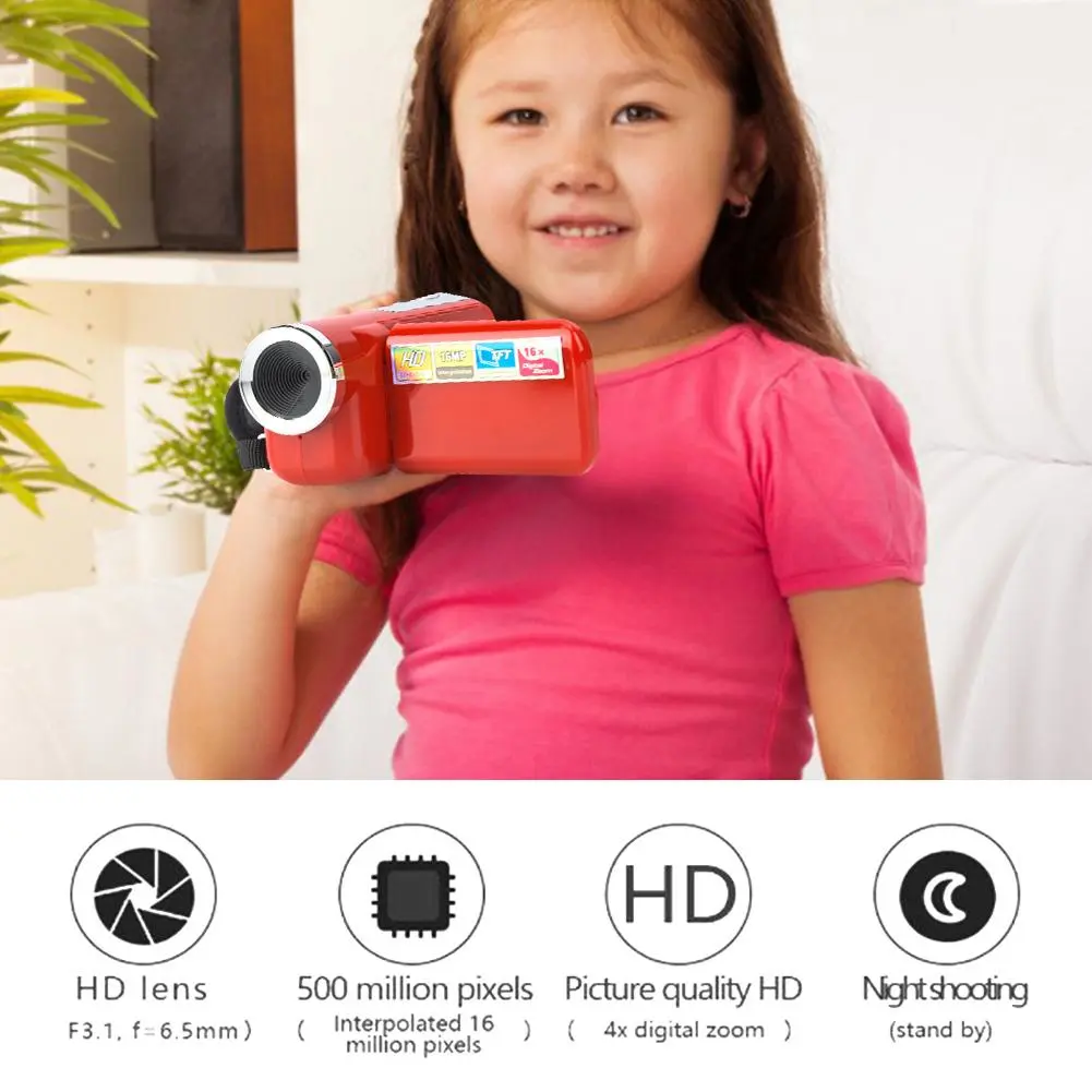 Portable Children Kids 16X HD Digital Video Camera Camcorder with TFT LCD Sceen Red