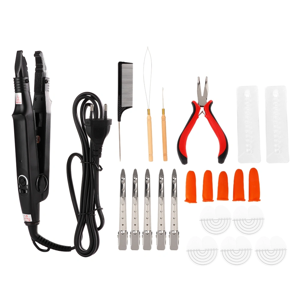 Professional Hair Extension Iron Set Hair Connector Styling Tool for Home Salon (A Set EU Plug)