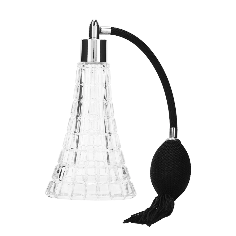 Empty Refillable Glass Vintage Perfume Bottle with Antique Black Bulb Sprayer with Tassel 75ml