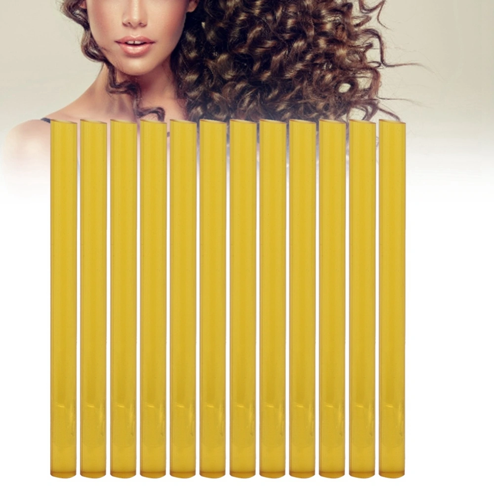 12Pcs Professional Wig Hair Extension Hot Melt Glue Adhesive Sticks Hair Styling Tool Yellow