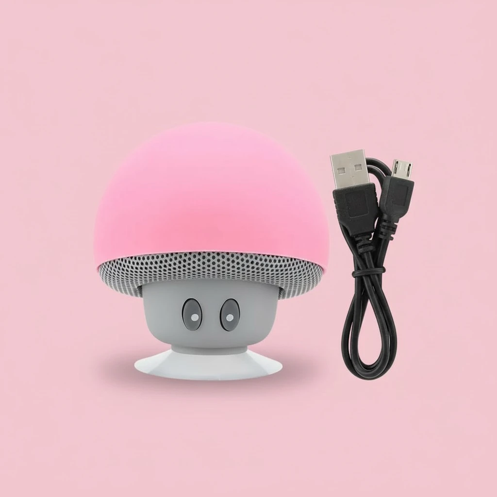 Mini Bluetooth Wireless Portable Mushroom Speaker Subwoofer With Suction Cup Function(Pink)