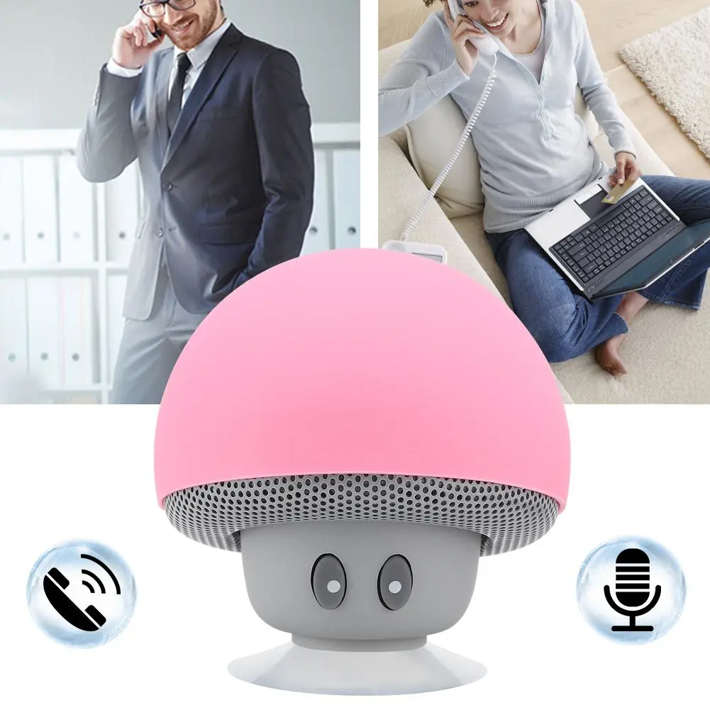 Mini Bluetooth Wireless Portable Mushroom Speaker Subwoofer With Suction Cup Function(Pink)