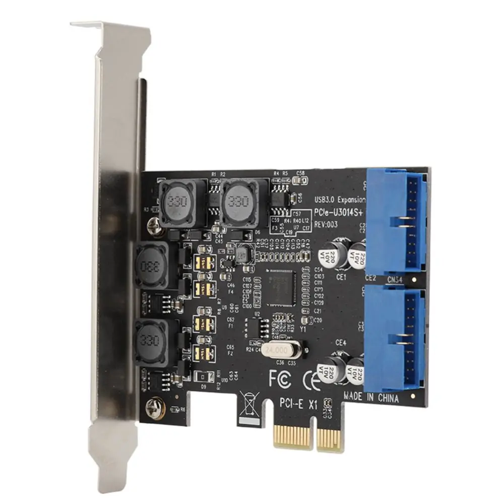 Desktop 4-port PCI-E to USB3.0 Front Dual 19/20PIN Interface Expansion Adapter Card