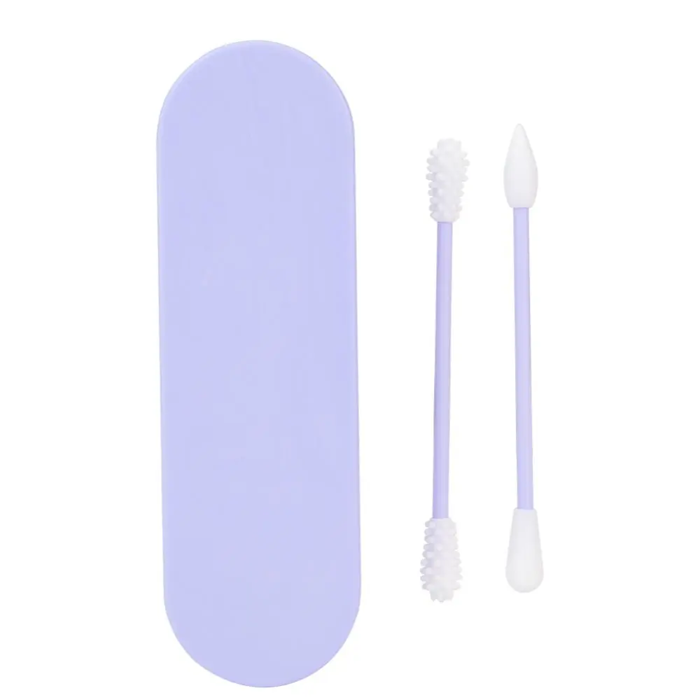 Reusable Double-Headed Silicone Cotton Swab Ear Cosmetic Cleaning Bud Stick (Blue)