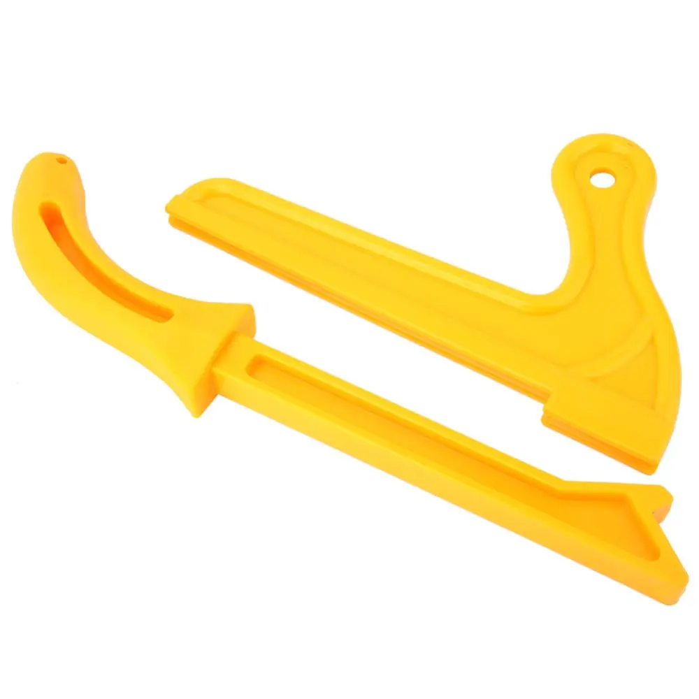 2pcs Yellow Plastic 2-in-1 Wood Saw Push Stick Practical Safety Push Block Woodworking Tool