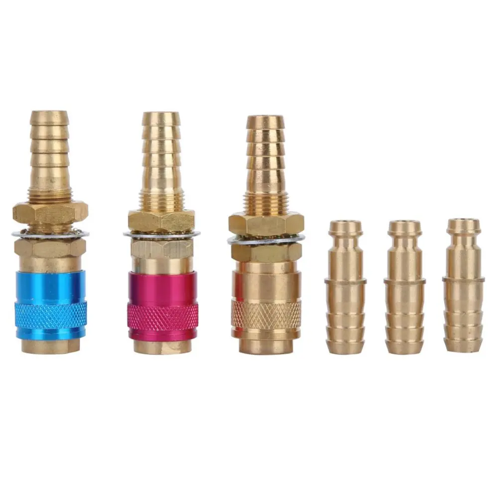 3pcs M10 Red+Yellow+Blue Water Cooled&Gas Adapter Quick Connector Fitting For TIG Welding Torch