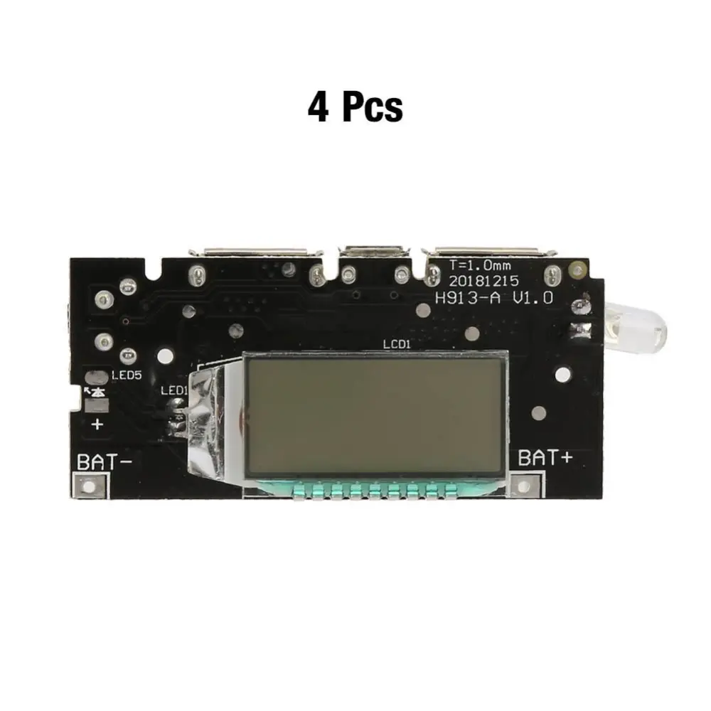 4Pcs 5V 1A 2.1A Dual USB Battery Charger Protection Module 58*27*15mm(with display)