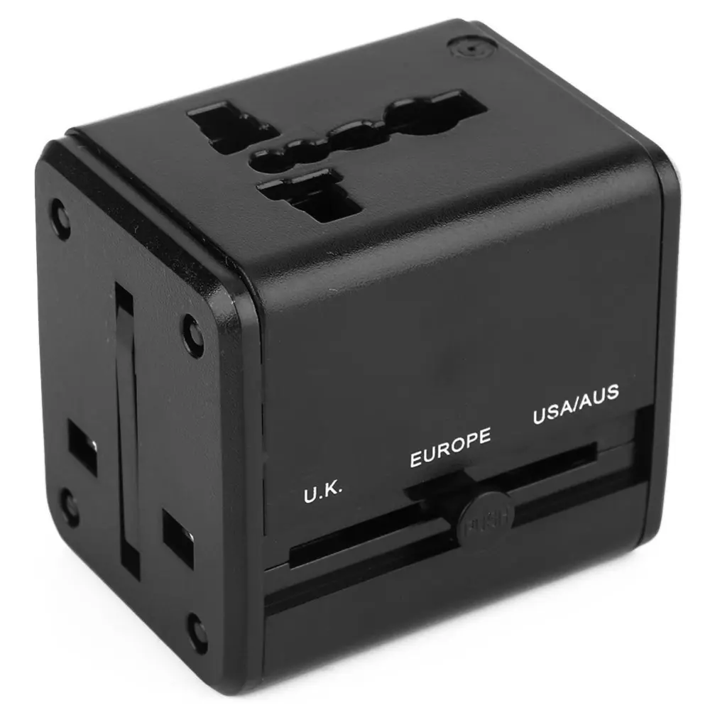 Multi-function Double USB International Travelling Power Plug Adapter AC 110~250V 6A (Black)