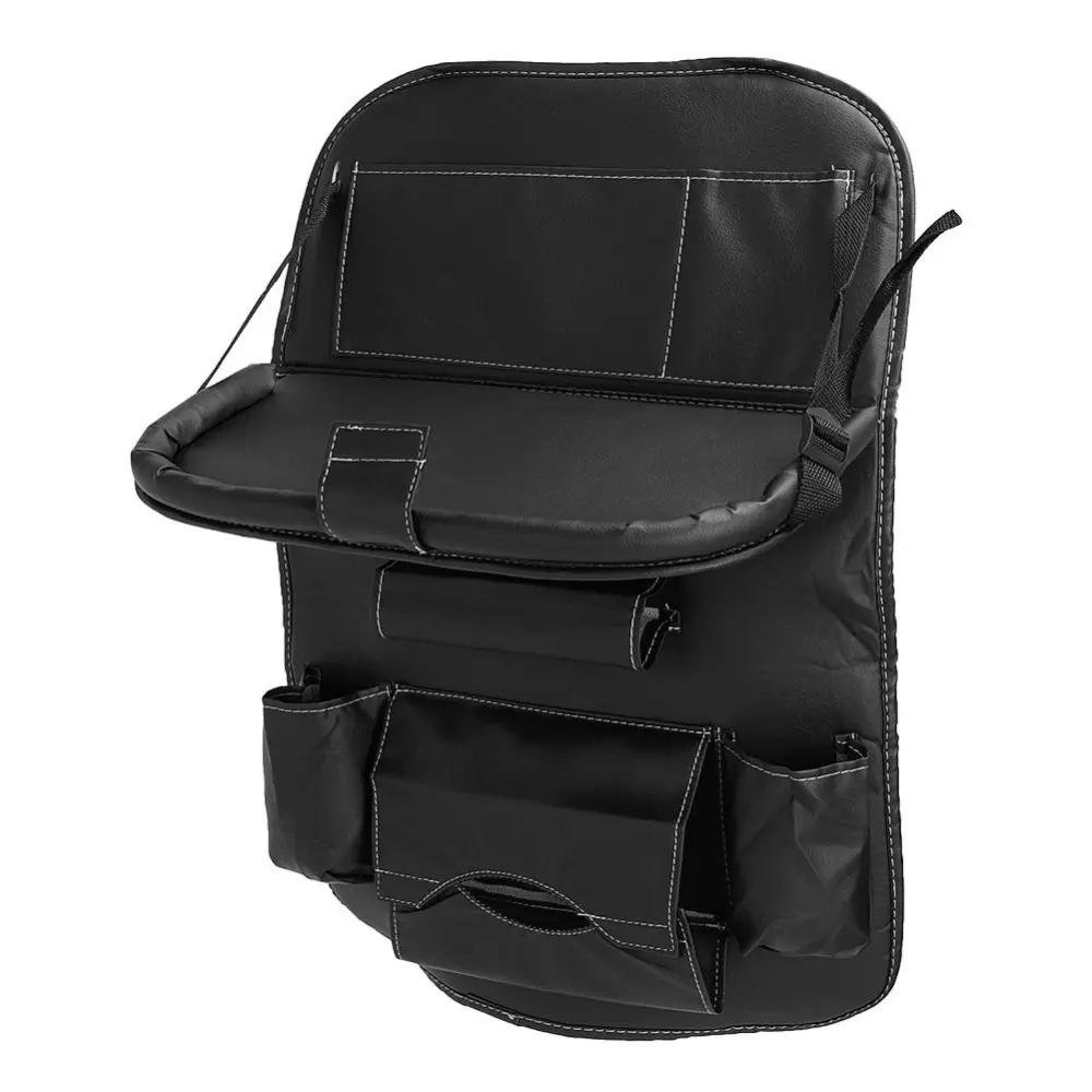 Multi-function Car Seat Back Storage Bag Organizer Net Pocket Holder Table Travel( Black)