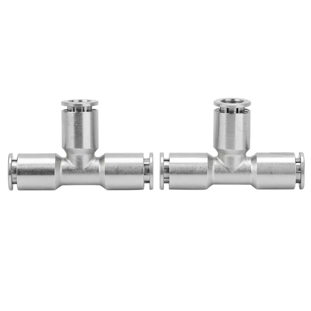 2Pcs All-copper Nickel-plated 3 Way Air Hose Pneumatic Quick Connector Fittings(6mm)