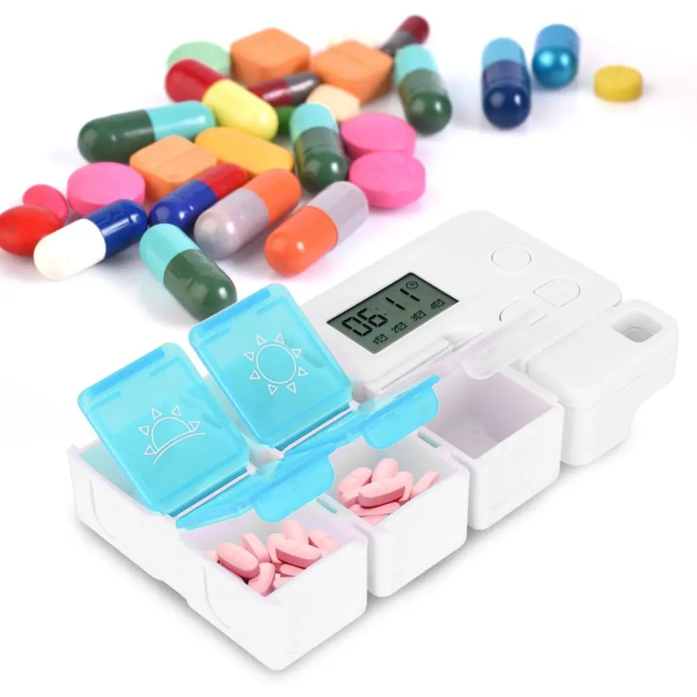 Portable 5 Grids Timing Pill Box Medicine Holder Organizer Tablet Reminder (Sky Blue)