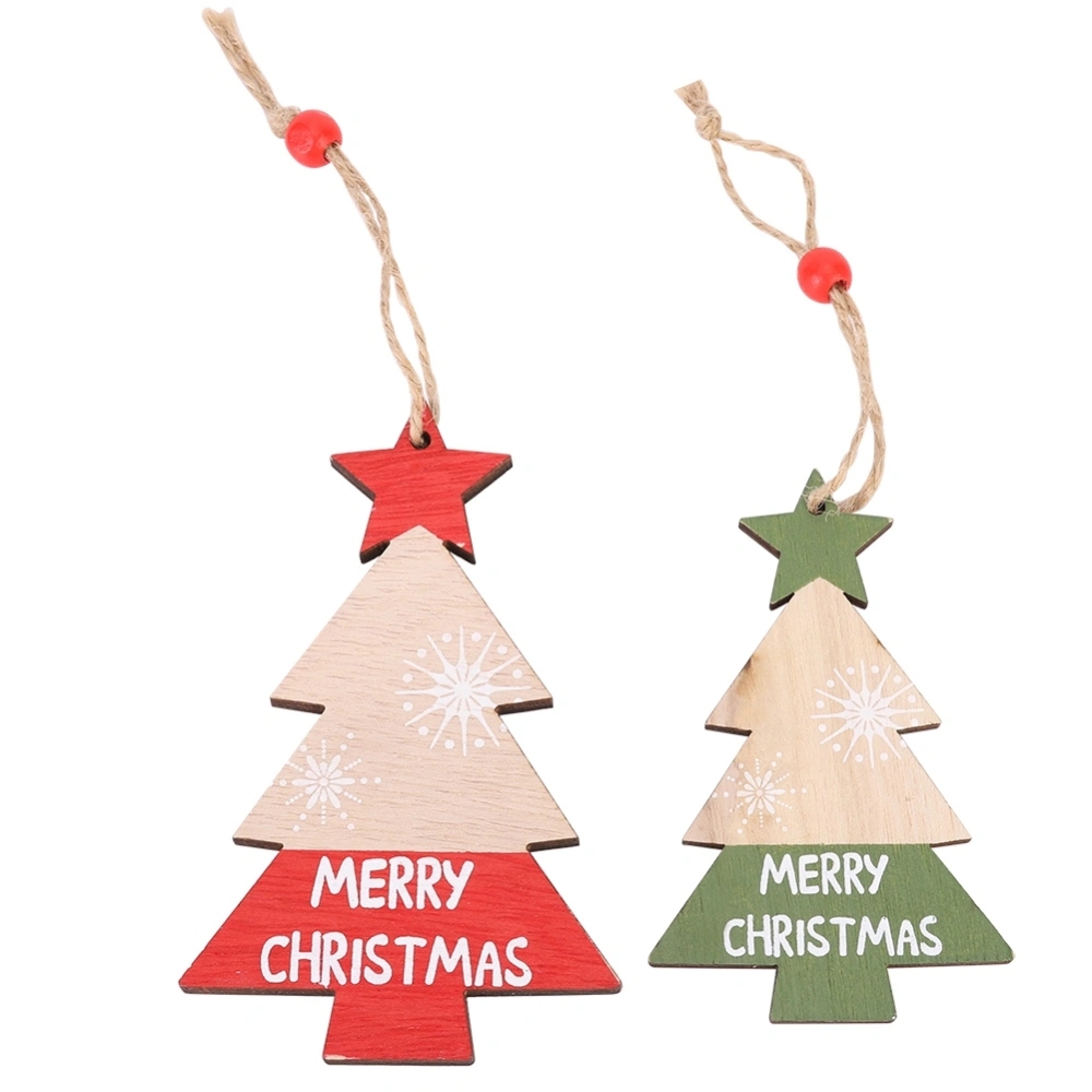 2pcs Wooden Home Pendant Christmas Tree Decoration Xmas Snowman Ornament (Christmas Tree)