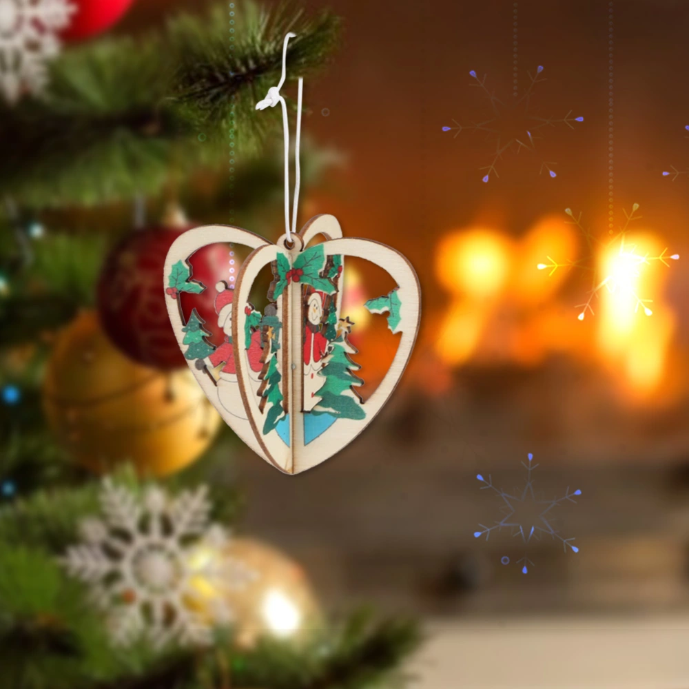 Innovative Xmas DIY Tree Hanging Decor 3D Christmas Ornament Decoration (Heart-Shaped Snowman)