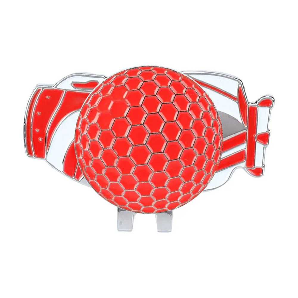 Durable Outdoor Metal Magnetic Golf Ball Mark with Hat Clip Golfer Accessory(red ball bag)