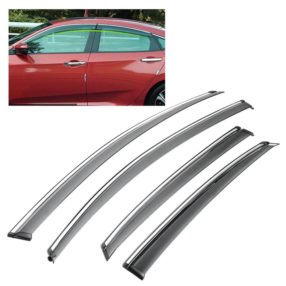 4pcs Side Window Visors Sun Rain Guard Vent Deflectors Fit for Nissan Sylphy 12-15 (Smoked)