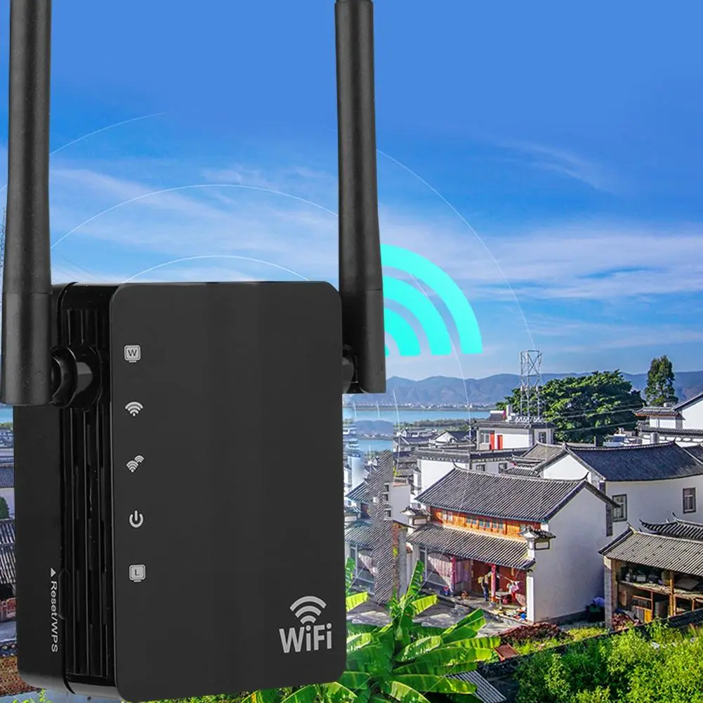Dual Network Port 300M Repeater WiFi Extender Wireless Signal Amplifier 100-240V(EU)