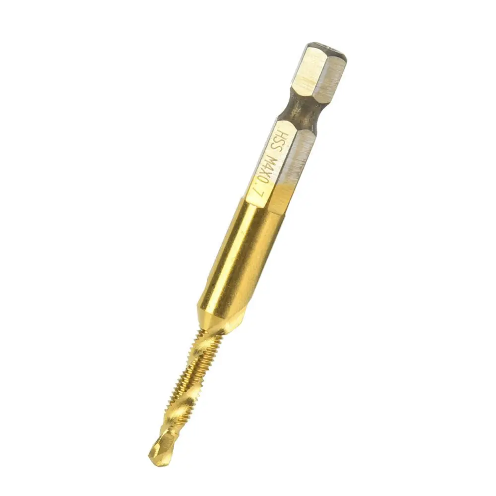 HSS 6.35mm Hex Shank Tap Drill Bit Through-Hole Inner Chip Removal Tap Drill 15mm(M4)